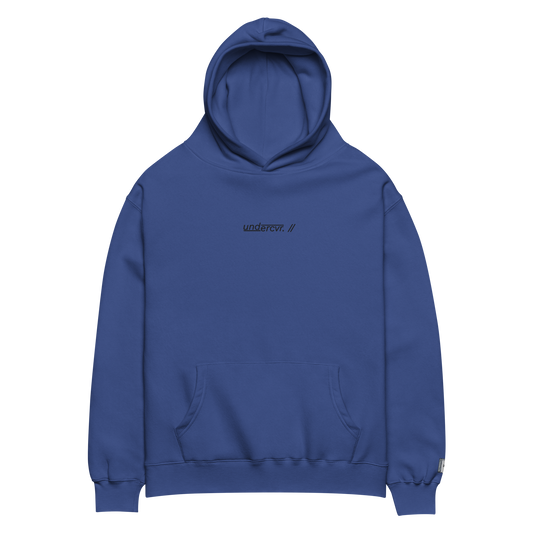 undercvr. // classic hoodie. // (COBALT W/ BLACK LOGO)