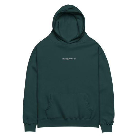 undercvr. // classic hoodie. // (PINE W/ WHITE LOGO)